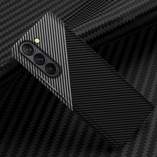 Samsung Galaxy Z Fold5 Carbon Case, 0.6mm Super Slim Dual Shade Carbon Fiber - Black&Silver