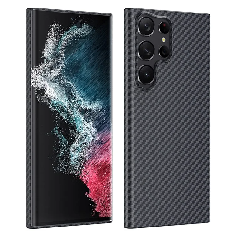 Samsung Galaxy S23 Ultra Carbon Fiber Texture Ant-fingerprint Matte Case - Black