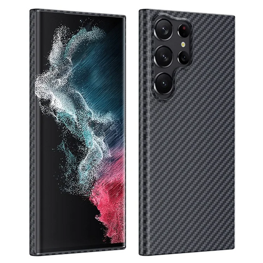 Samsung Galaxy S23 Ultra Carbon Fiber Texture Ant-fingerprint Matte Case - Black