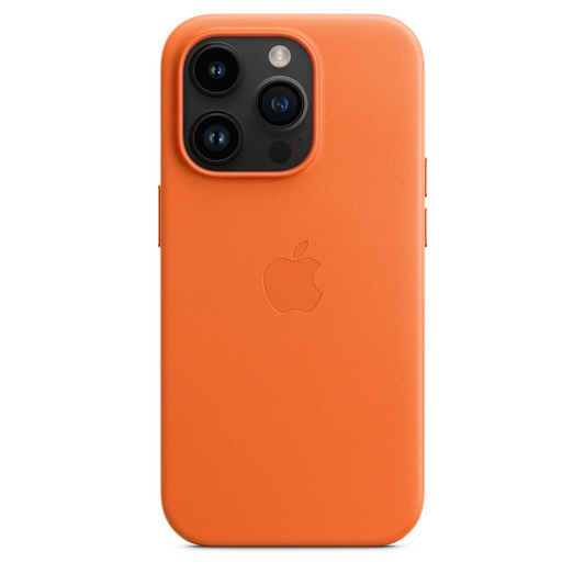 iPhone 14 Pro Leather Case with Camera Protection - Orange