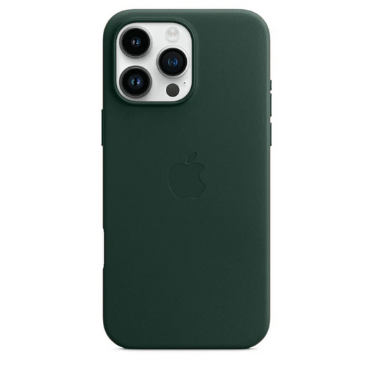 iPhone 16 Pro Max Leather Magsafe Case with IC Working (Animation) - Dark Green