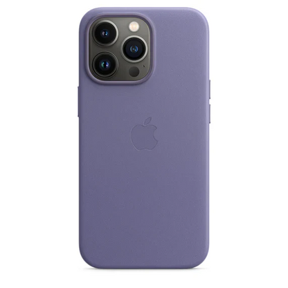 iPhone 14 Pro Leather Case with Camera Protection - Wistaria / California Poppy