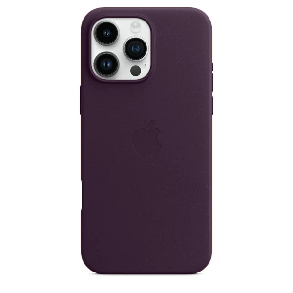 iPhone 16 Pro Max Leather Magsafe Case with IC Working (Animation) - Deep Purple