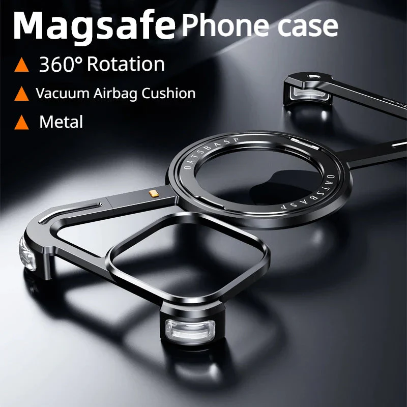 iPhone 16 Pro Max Premium Metal Z Shape frame Less Case Magnetic Ring with Magsafe - Titanium