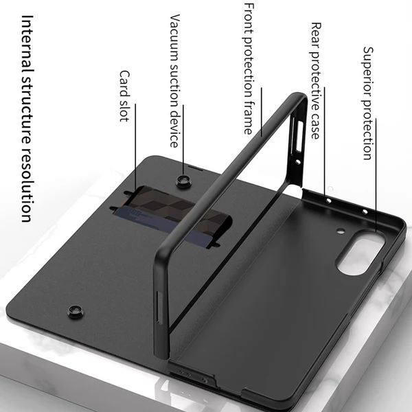Samsung Galaxy Z Fold6 Original GKK Glossy Deer Glass & Leather Kickstand Flip Cover with S-Pen - Wine