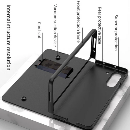 Samsung Galaxy Z Fold6 Original GKK Glossy Deer Glass & Leather Kickstand Flip Cover with S-Pen - Wine