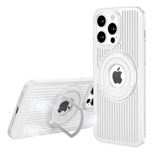 iPhone 15 Pro Cooling Technology Heat Dissipation Magnetic Ring Holder MagSafe Case - White