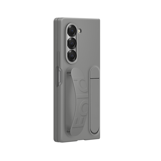 Samsung Galaxy Z Fold 5 Ultra Thin Silicon Case with Kickstand & Strip - Grey