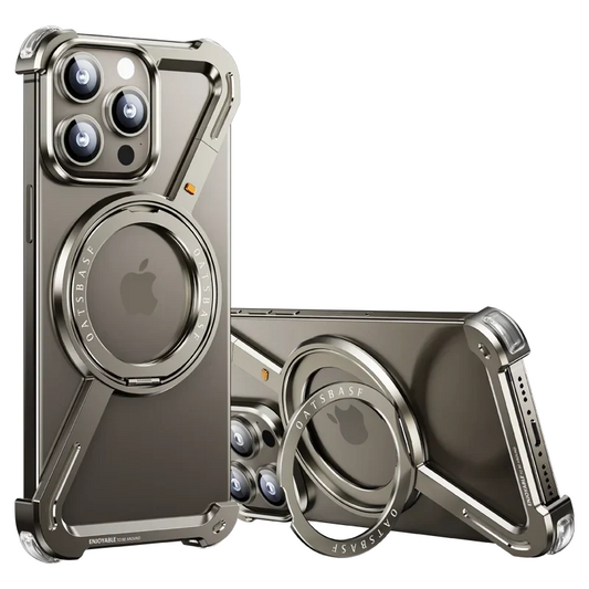 iPhone 15 Premium Metal Z Shape frame Less Case Magnetic Ring with Magsafe - Titanium