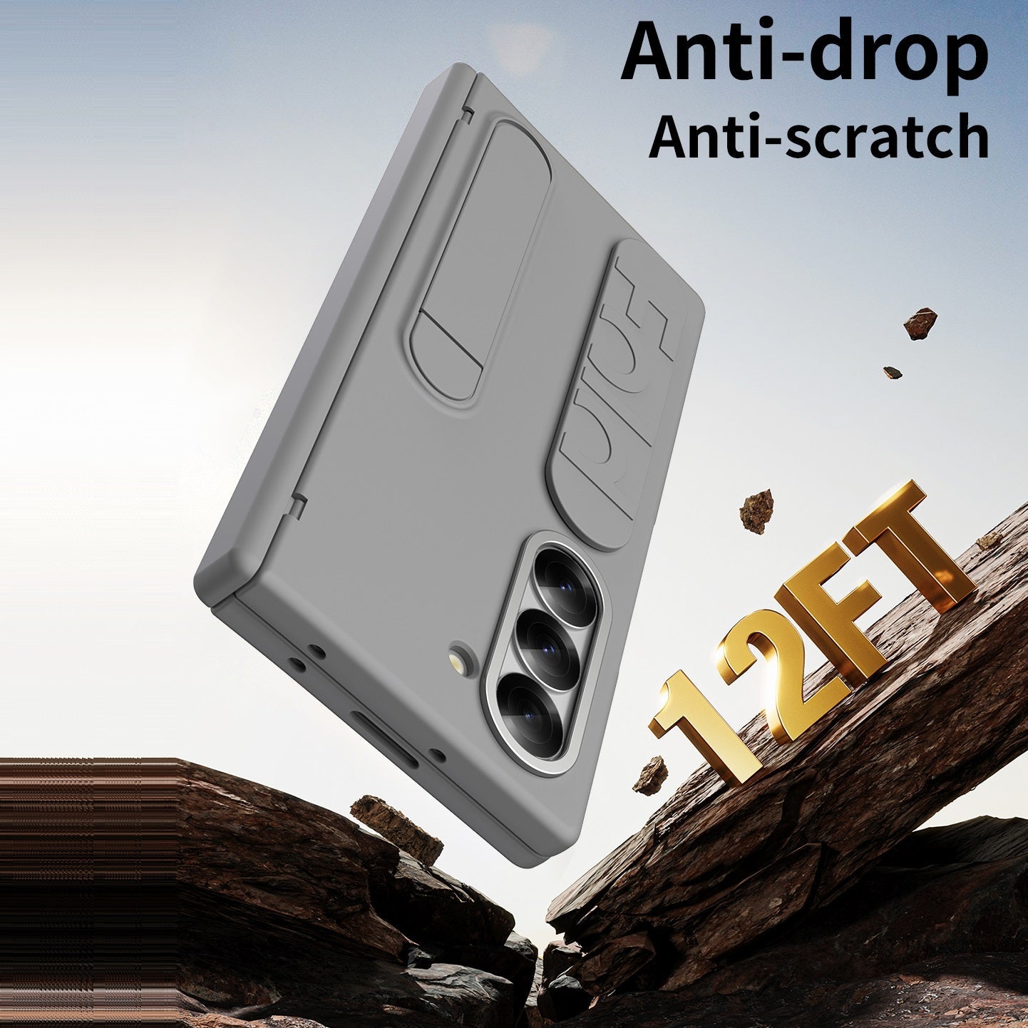 Samsung Galaxy Z Fold5 Silicon Case with Inbuilt Front Glass Hinge Protection Kickstand Case