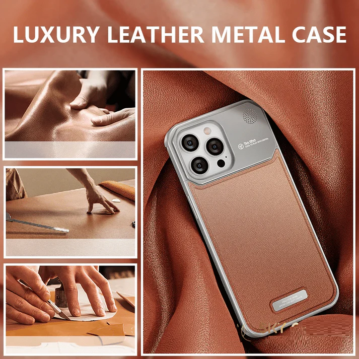iPhone 15 Pro Max Super Slim AeroFLex Metal Frame Vegan Leather Case with Magsafe - Black