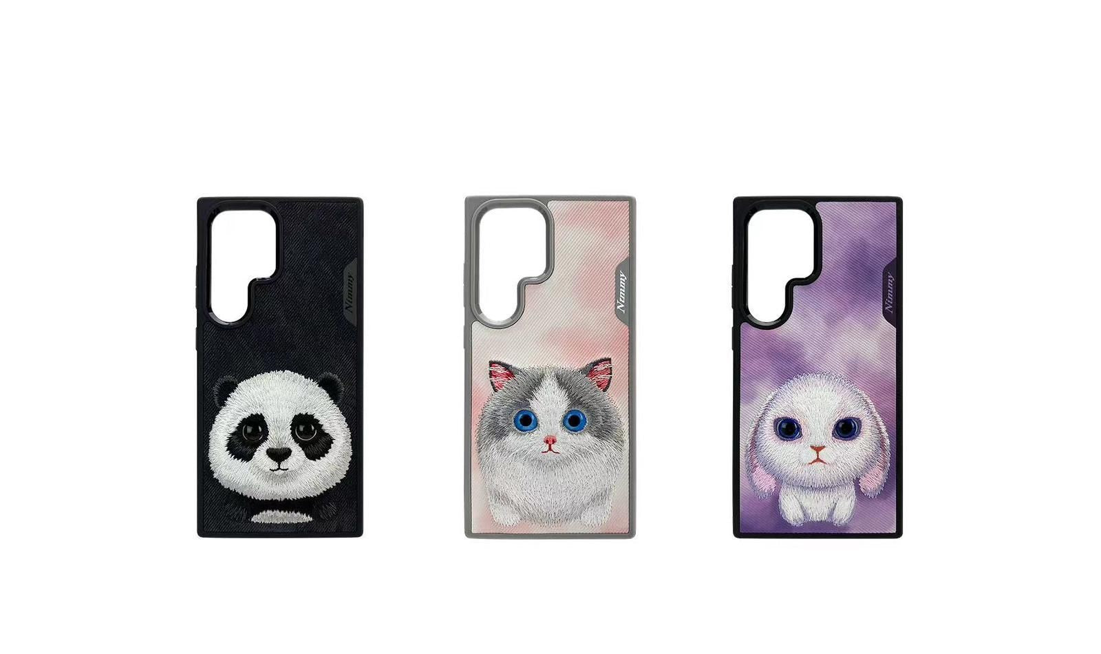 Samsung Galaxy S24 Ultra Original Nimmy Friends 3D Embroidery Leather Case - Rabbit