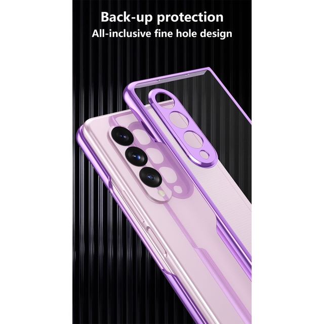 Samsung Galaxy Z Fold 4 Electroplated Frame Transparent Camera Protection Case- Purple