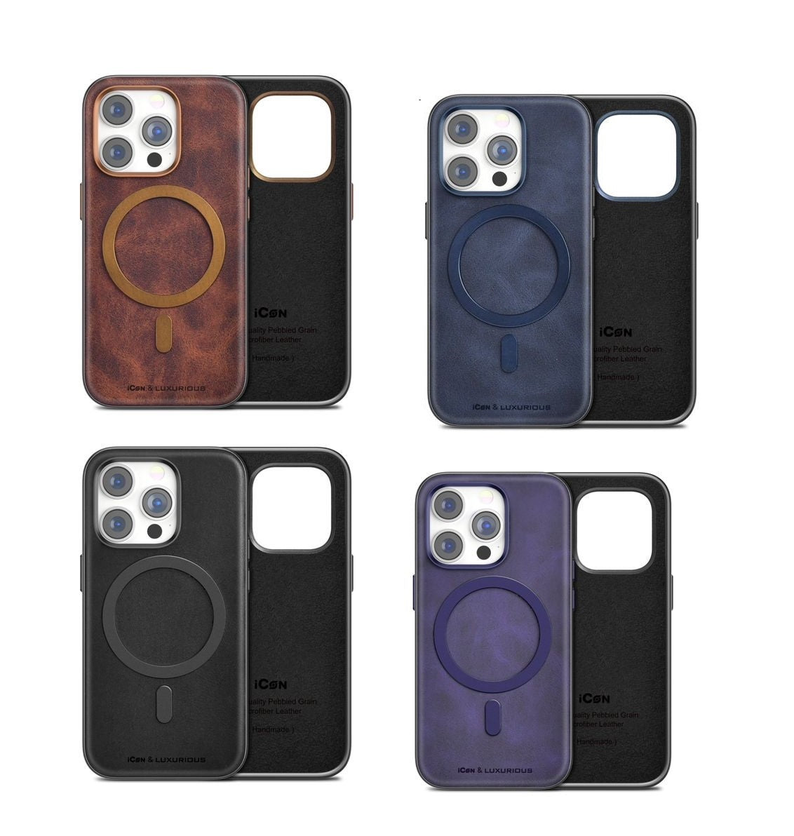 iPhone 15 Plus Luxurious Leather Magsafe Case- Purple