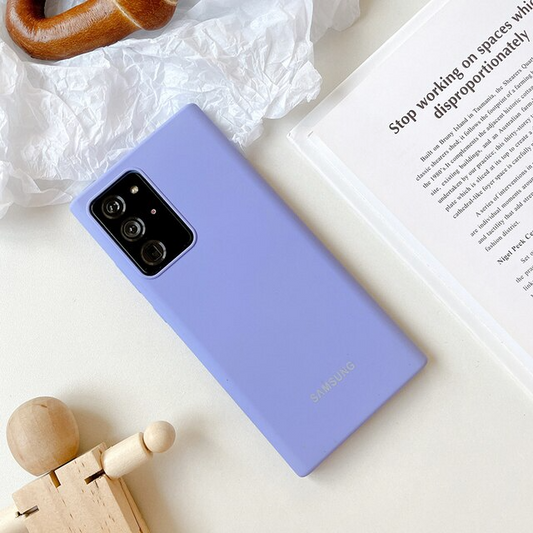 Samsung Galaxy Note 20 Ultra Silicon Case Liquid Silicon Inner Fabric with Logo-Light Purple
