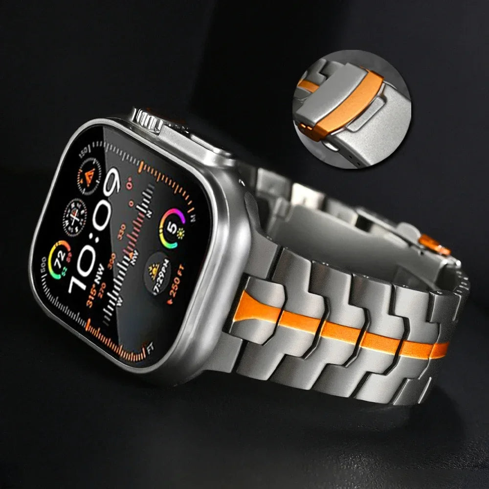 iWatch Metal Strap Link Chain Strap Titanium Dual Color for iWatch (42-44-45-49 MM)