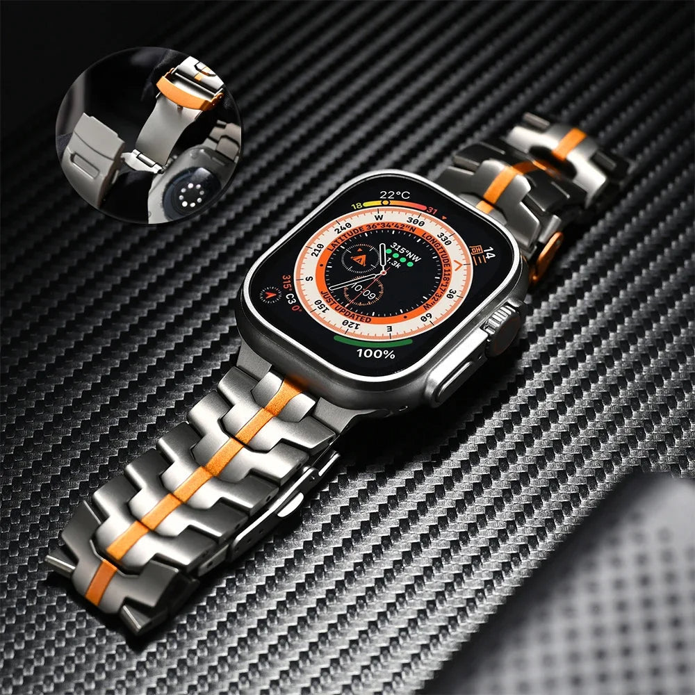 iWatch Metal Strap Link Chain Strap Titanium Dual Color for iWatch (42-44-45-49 MM)