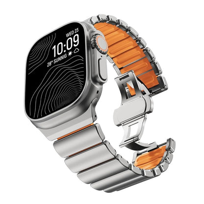 Titanium Alloy Sports Band Stainless Steel Chain Strap with FKM Rubber for iWatch (42-44-45-46-49 MM)