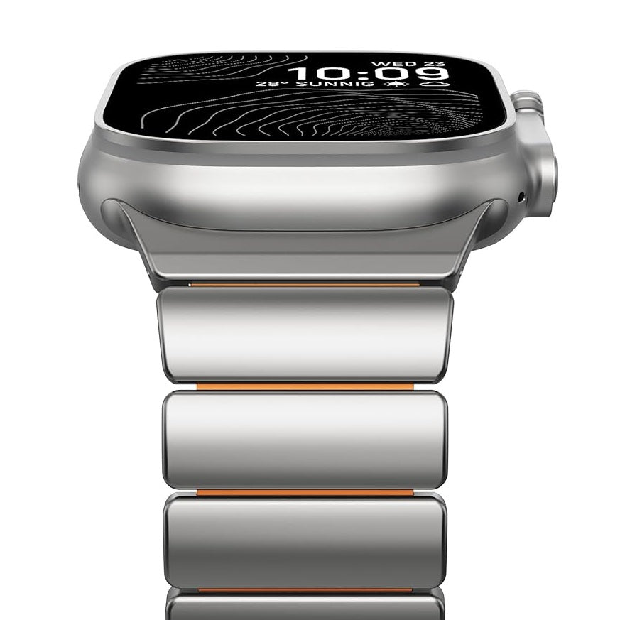 Titanium Alloy Sports Band Stainless Steel Chain Strap with FKM Rubber for iWatch (42-44-45-46-49 MM)