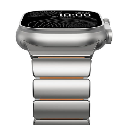 Titanium Alloy Sports Band Stainless Steel Chain Strap with FKM Rubber for iWatch (42-44-45-46-49 MM)