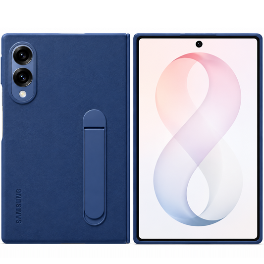 Samsung Z Fold8 Leather Case, Kindsuit Leather Cover with Kickstand - Blue