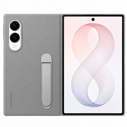 Samsung Z Fold8 Leather Case, Kindsuit Leather Cover with Kickstand - Light Grey