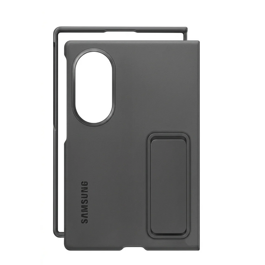 Samsung Z Fold8 Silicon Case Kickstand with Logo - Dark grey