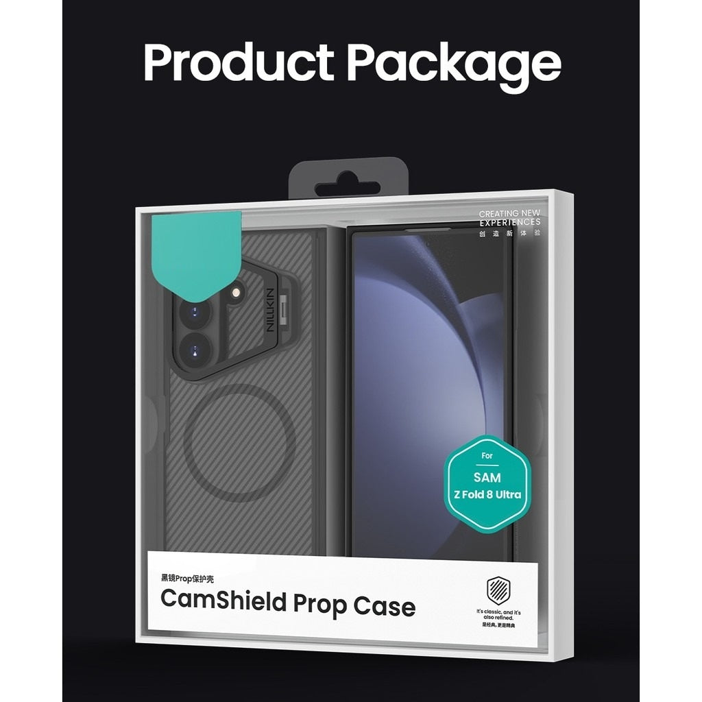 Samsung Z Fold8 Ultra Nillkin Case, CamShield Prop Metal Camera Kickstand with Hinge Protection & Magsafe - Semi Transparent