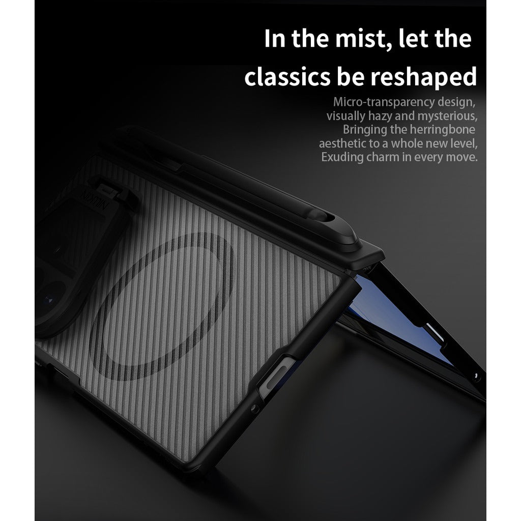 Samsung Z Fold8 Ultra Nillkin Case, CamShield Prop Metal Camera Kickstand with Hinge Protection & Magsafe - Semi Transparent