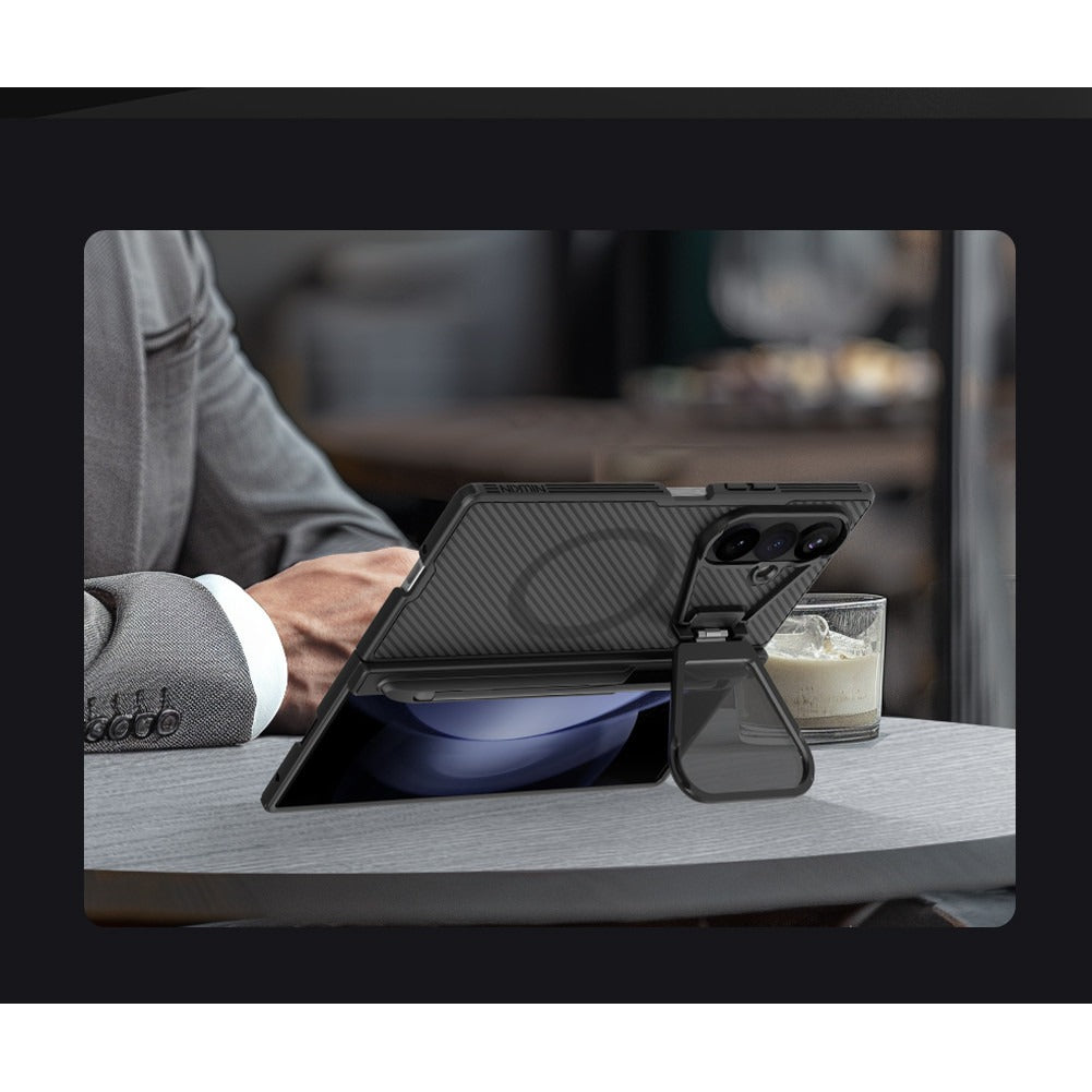 Samsung Z Fold8 Ultra Nillkin Case, CamShield Prop Metal Camera Kickstand with Hinge Protection & Magsafe - Semi Transparent