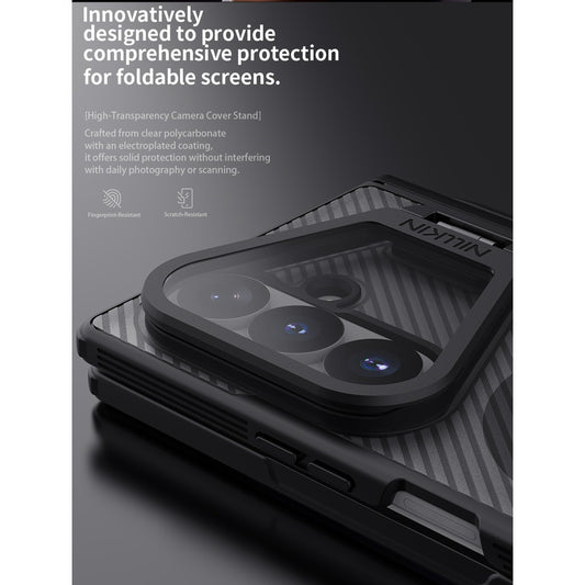 Samsung Z Fold8 Ultra Nillkin Case, CamShield Prop Metal Camera Kickstand with Hinge Protection & Magsafe - Semi Transparent