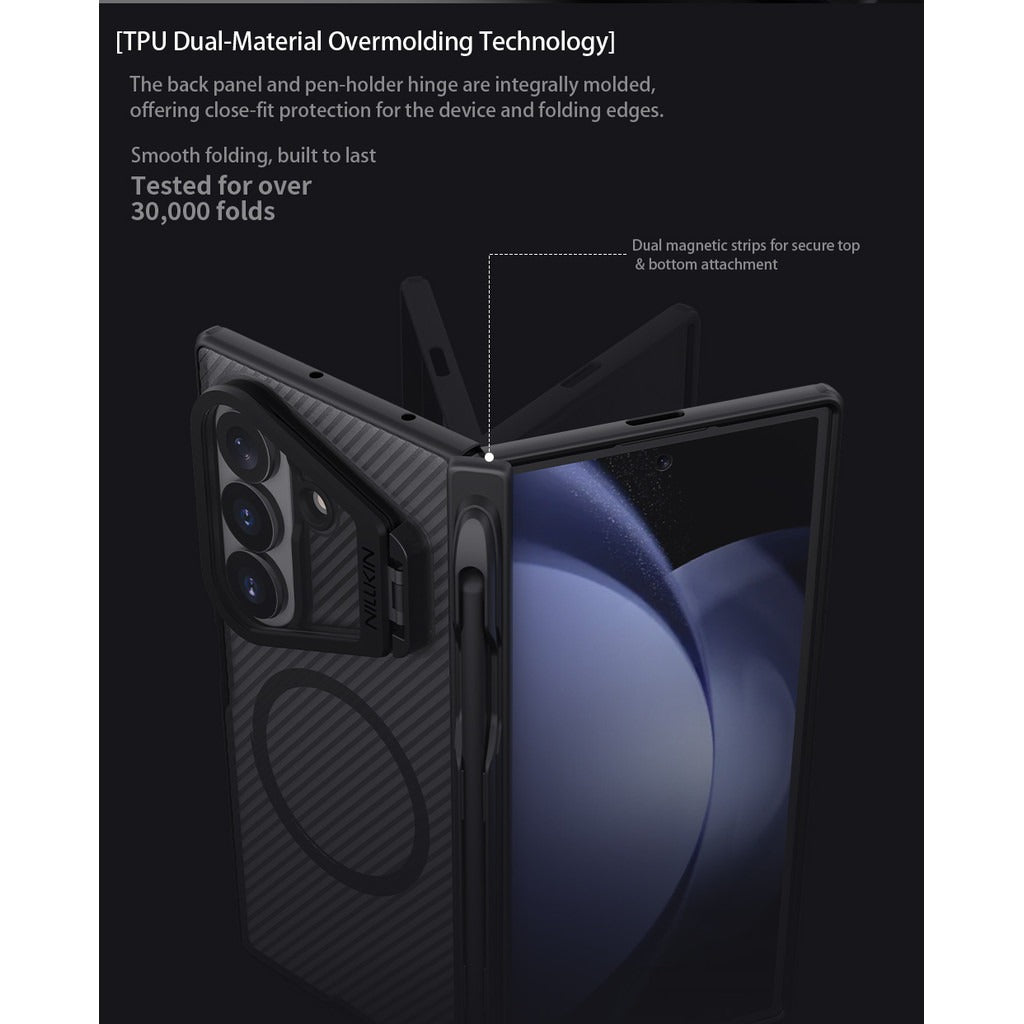 Samsung Z Fold8 Ultra Nillkin Case, CamShield Prop Metal Camera Kickstand with Hinge Protection & Magsafe - Semi Transparent
