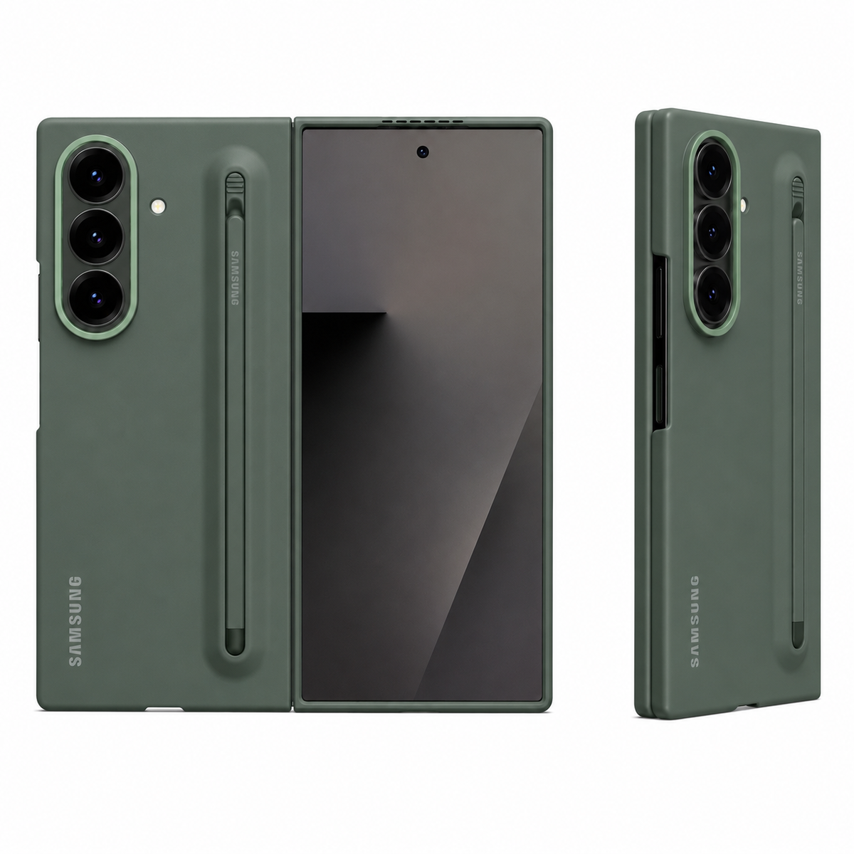 Samsung Z Fold8 Ultra Slim Skin Feel S Pen Case with Stylus and Logo - Green