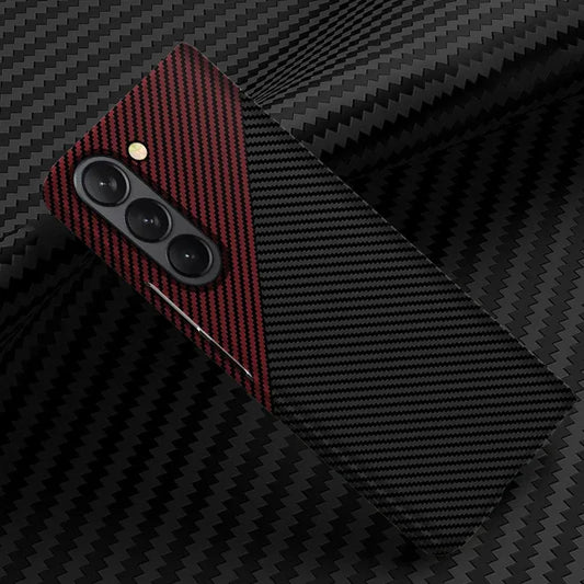 Samsung Galaxy Z Fold5 Carbon Case, 0.6mm Super Slim Dual Shade Carbon Fiber - Black&Silver