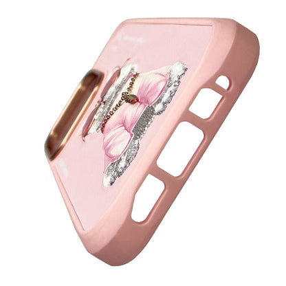 iPhone 16 Nimmy 3D Embroidery Chain Cute Cat Series Case Pink