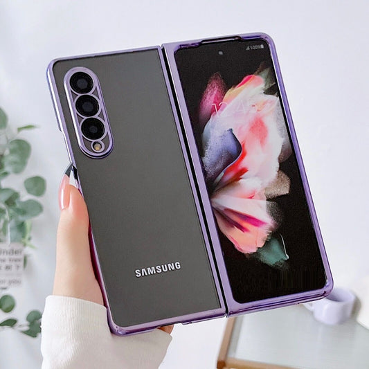 Samsung Galaxy Z Fold 4 Electroplated Transparent Camera Protection Case- Purple