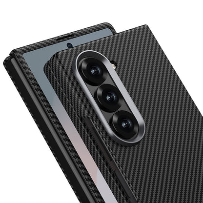 Samsung Galaxy Z Fold6 GKK Carbon Fiber Case, Ultra Thin Metal Camera Ring - Red