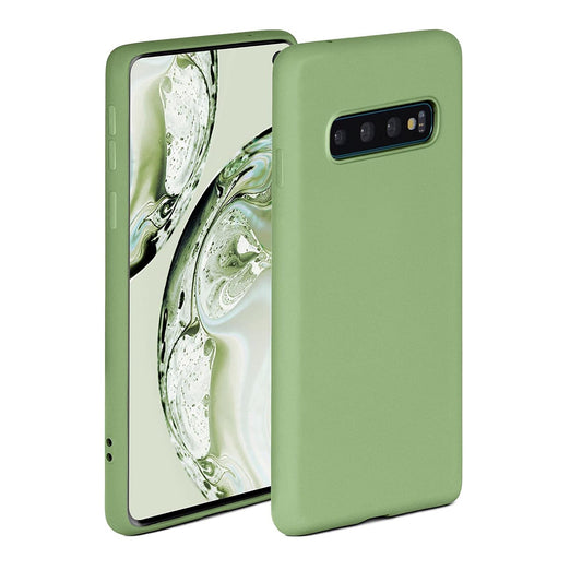Samsung Galaxy S10 Silicon Case Liquid Silicon Inner Fabric with Logo-Green