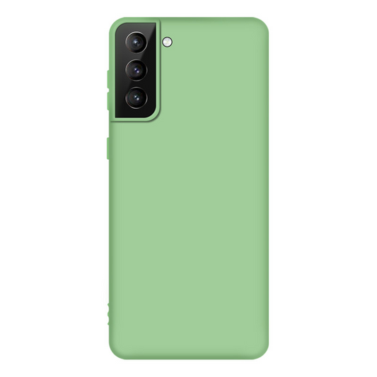 Samsung Galaxy S21 Silicon Case Liquid Silicon Inner Fabric with Logo-Green