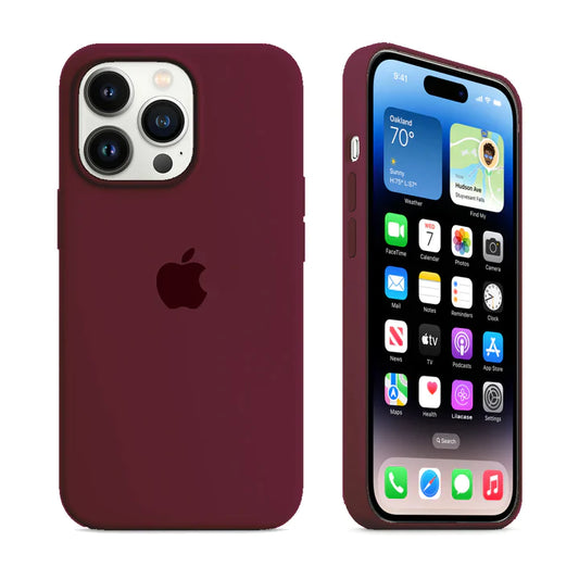 iPhone 14 Pro Max Original Liquid Silicon Case with Logo - Cherry