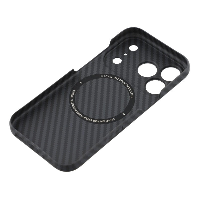iPhone 18 Pro Max 0.6mm Ultra Slim X-LEVEL Carbon Fiber Magnetic Cover with Magsafe - Black