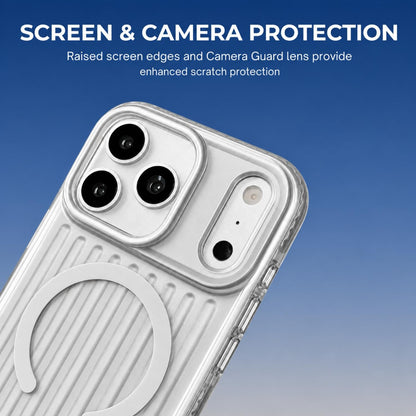 iPhone 18 Pro Max Shockproof Cover,  SuitCase Design Shiny Texture Cover with Magsafe - White