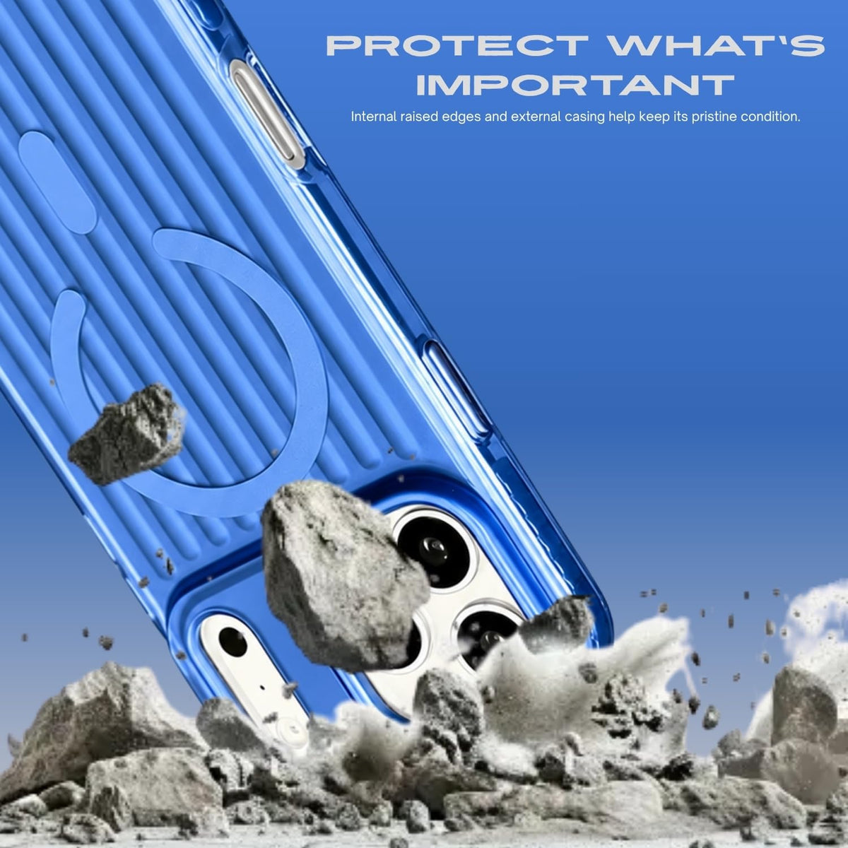 iPhone 18 Pro Shockproof Case, Suitcase Design Shockproof Military-Grade Protection with Magsafe - Sky Blue