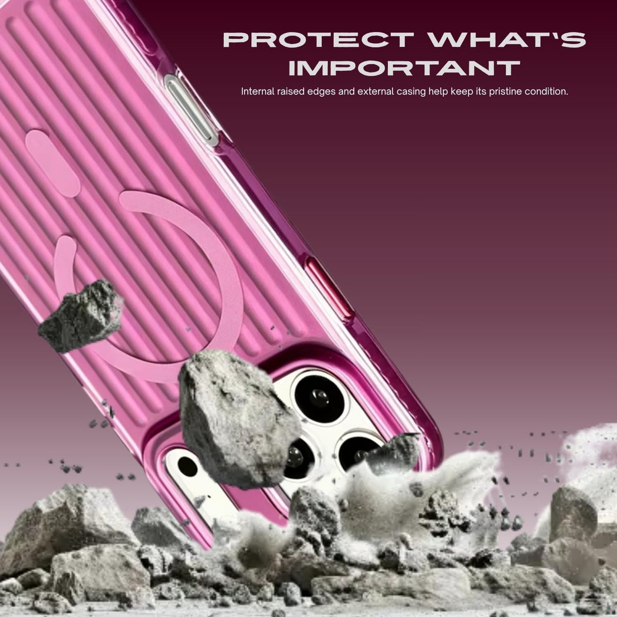 iPhone 18 Pro Shockproof Cover,  SuitCase Design Shiny Texture Cover with Magsafe - Burgundy