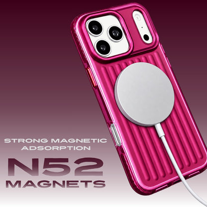 iPhone 18 Pro Shockproof Cover,  SuitCase Design Shiny Texture Cover with Magsafe - Burgundy