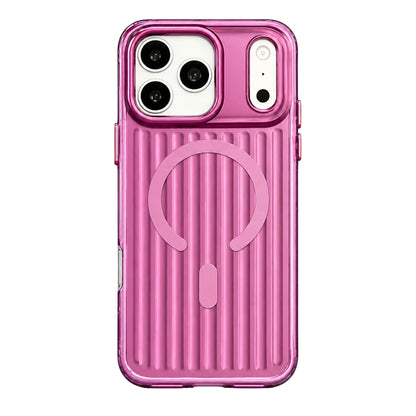 iPhone 18 Pro Shockproof Cover,  SuitCase Design Shiny Texture Cover with Magsafe - Burgundy