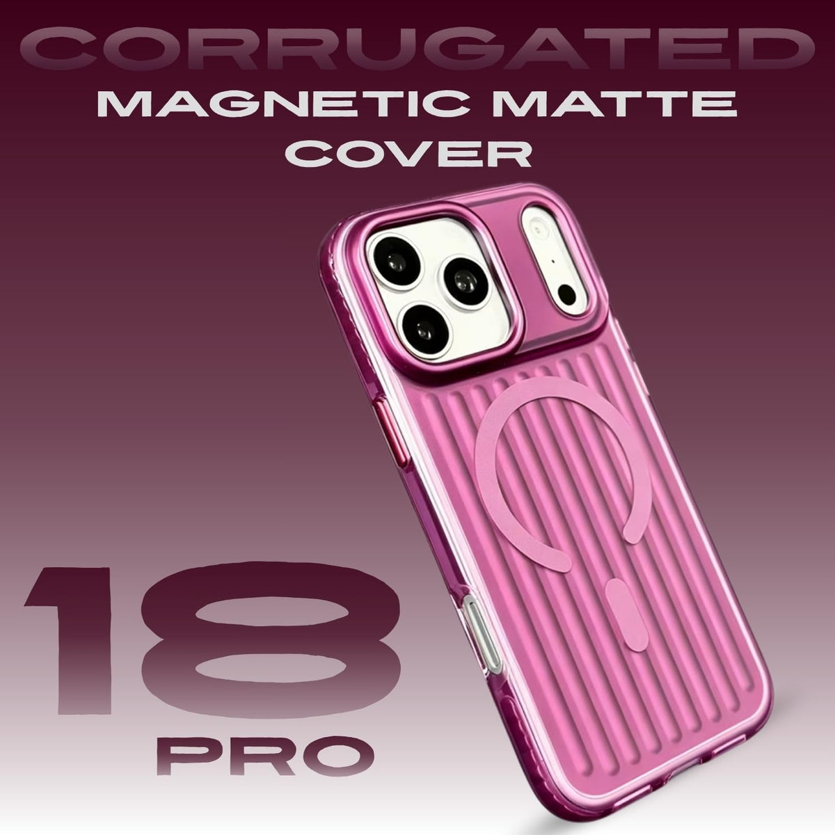 iPhone 18 Pro Shockproof Cover,  SuitCase Design Shiny Texture Cover with Magsafe - Burgundy
