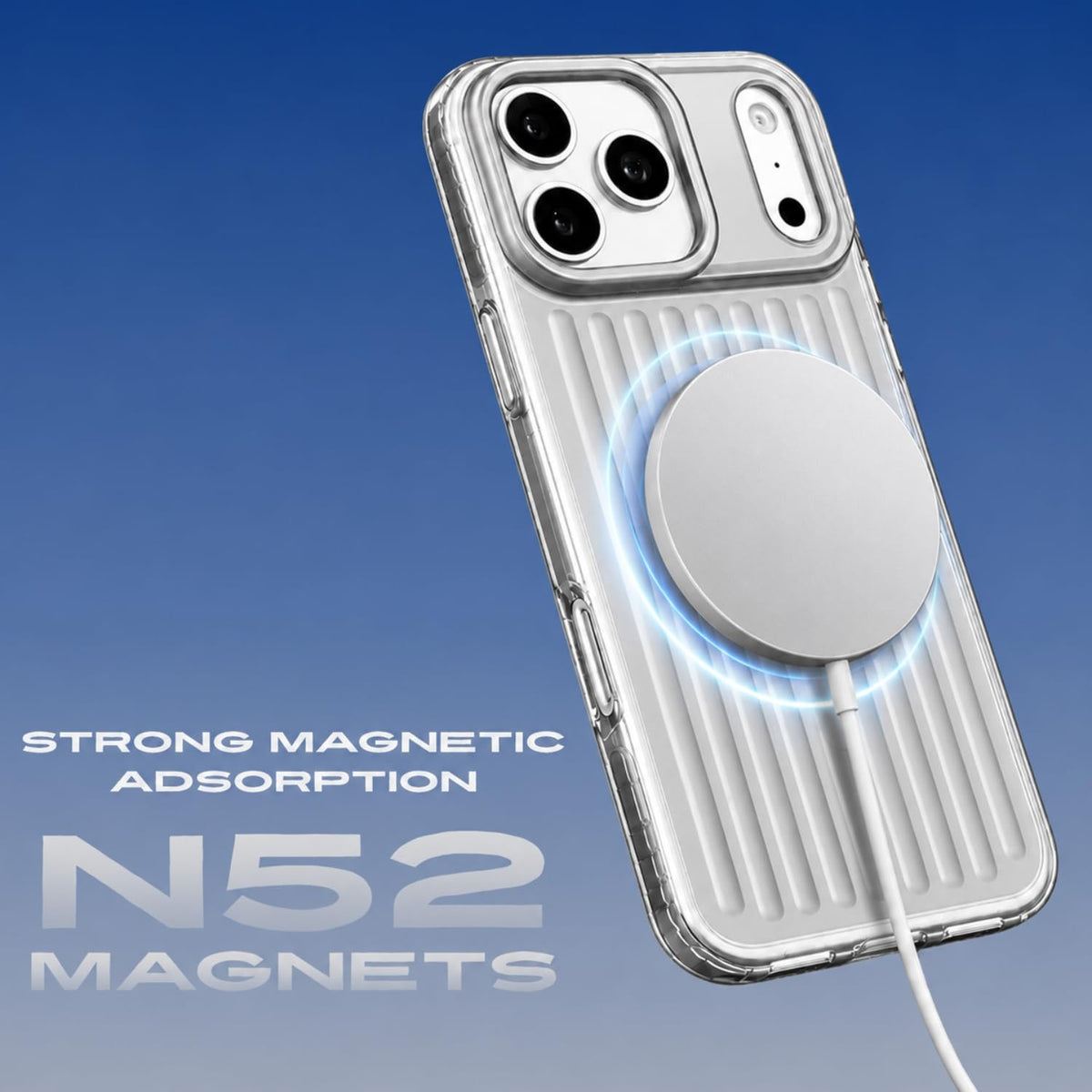 iPhone 18 Pro Max Shockproof Cover,  SuitCase Design Shiny Texture Cover with Magsafe - White