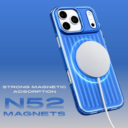iPhone 18 Pro Shockproof Case, Suitcase Design Shockproof Military-Grade Protection with Magsafe - Sky Blue