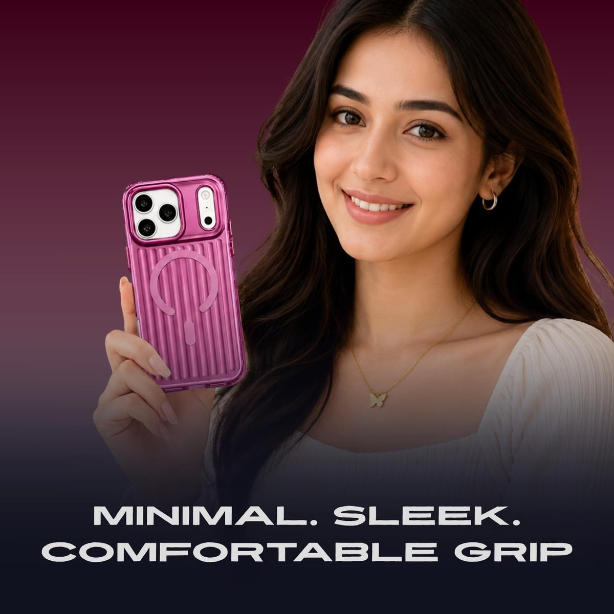 iPhone 18 Pro Shockproof Cover,  SuitCase Design Shiny Texture Cover with Magsafe - Burgundy